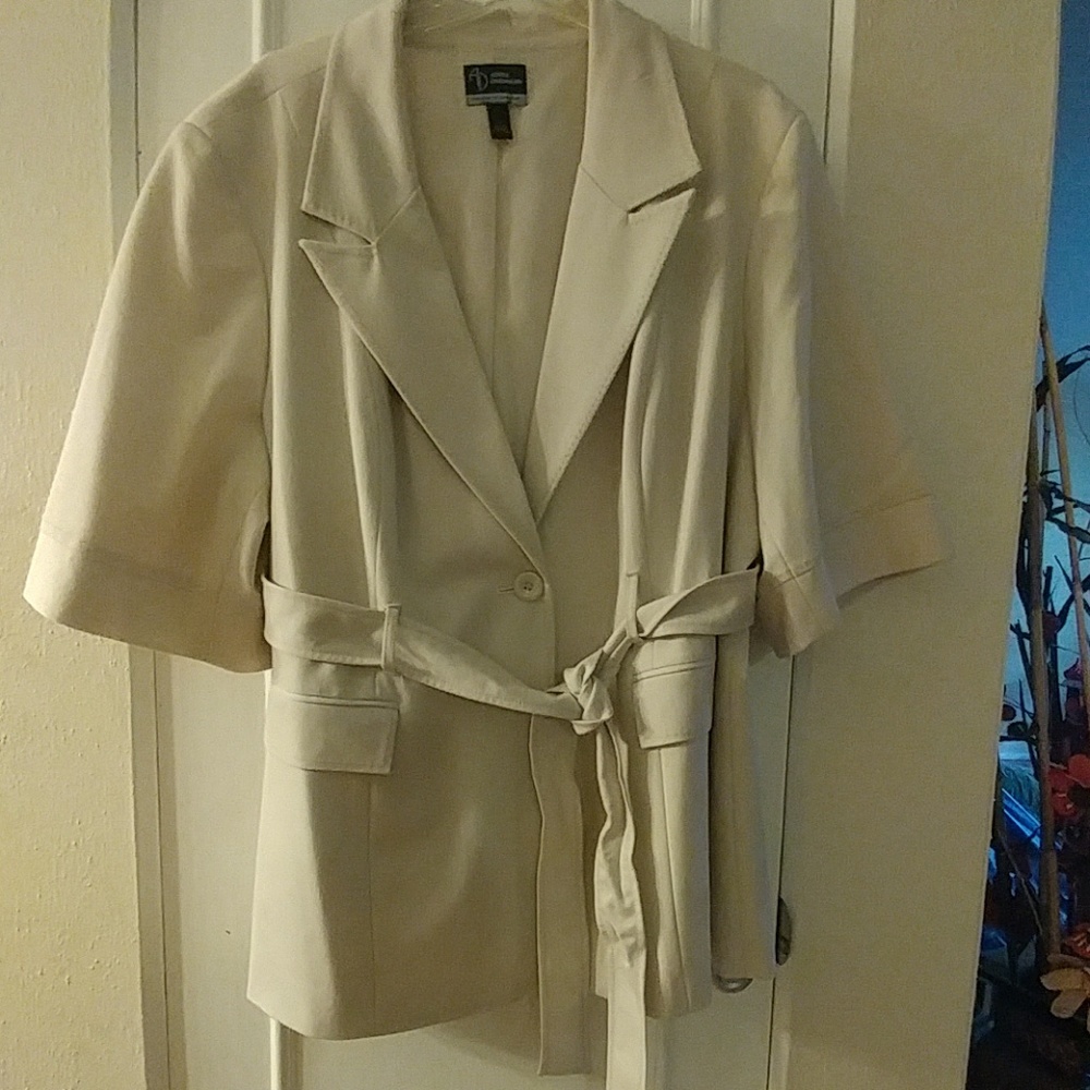 Cream belted blazer